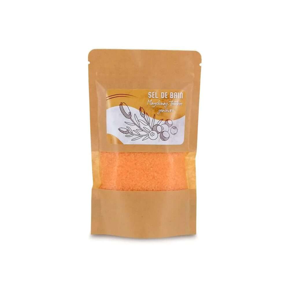 Sels de bain orange – MayChang, TeaTree et Genièvre 250 g