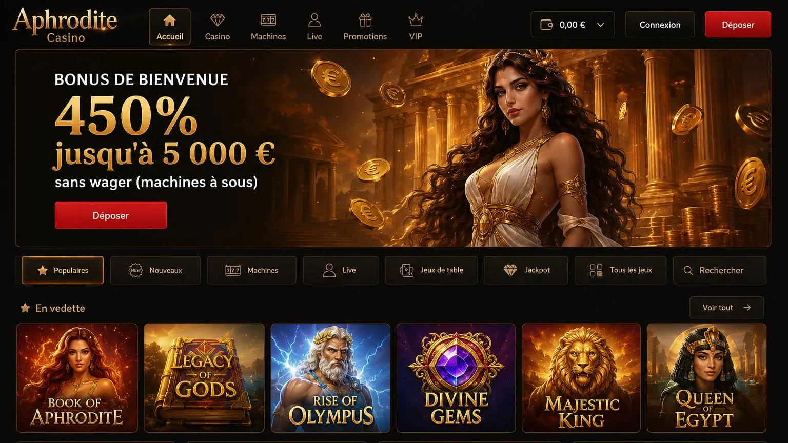 Présentation d'Aphrodite Casino en ligne